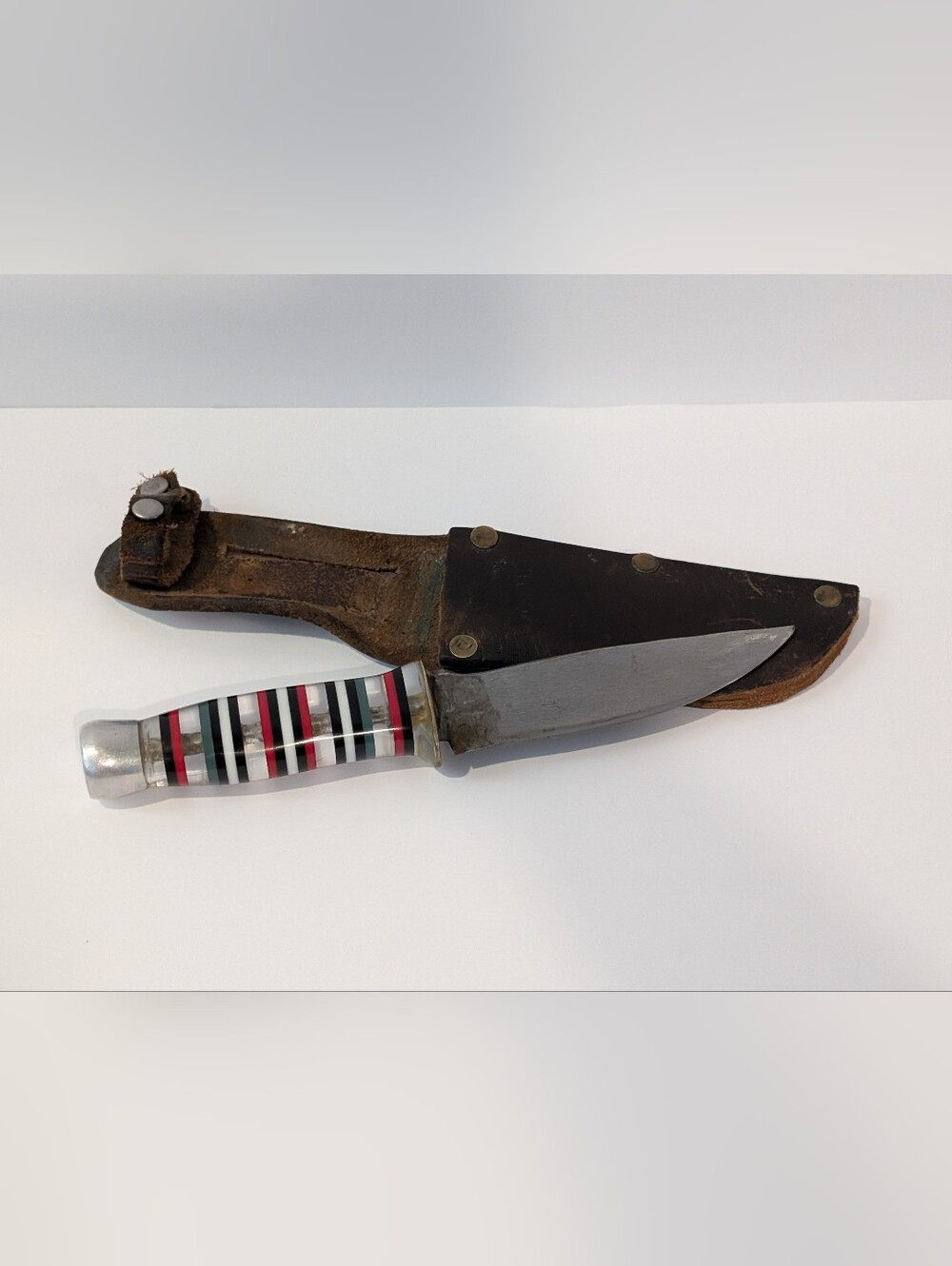 Vintage World War II Theater Knife Lucite Handle Trench Art Fixed Kitchen Knife